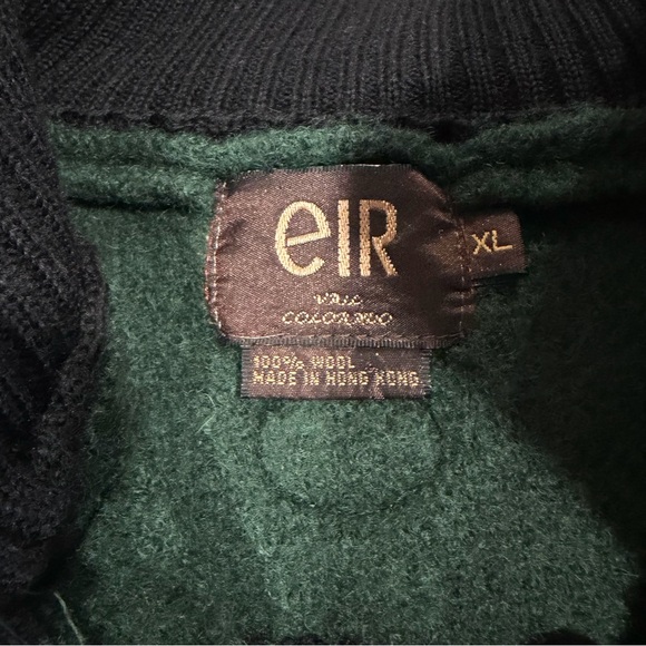 MENS XL EIR GREEN & BLACK 100% WOOL SWEATER OVERSIZED FIT - Picture 10 of 11